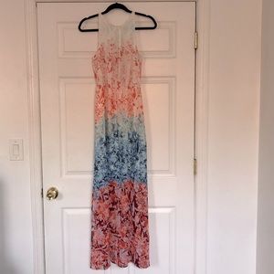 H&M Sleeveless White, Pink & Blue Maxi Dress - Size 4